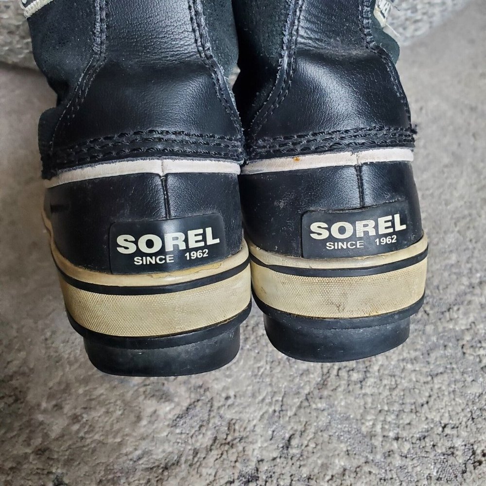 Sorel Boots Womens 7 Tivoli Snow Winter Black Leather Faux Fur Mid NL1631-010 - Picture 4 of 8